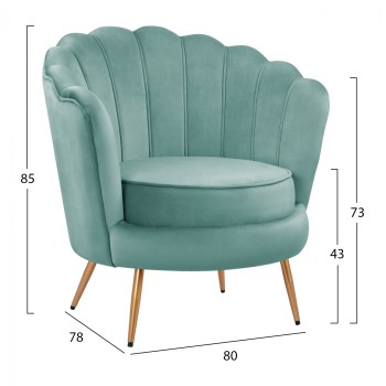 FK8493.07 armchair, pistachio green velvet, gold legs, 80x78x85 FK8493.07 armchair, pistachio green velvet, gold legs, 80x78x85