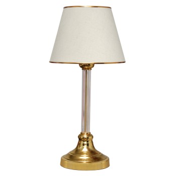 TABLE LAMP FK7591.02 GOLD BASE, TRANSPARENT PILLAR, ECRU CAP