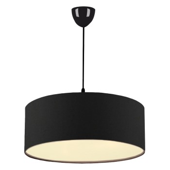 PENDANT CEILING LAMP FK7620.03 BLACK TEXTILE DRUM SHADE