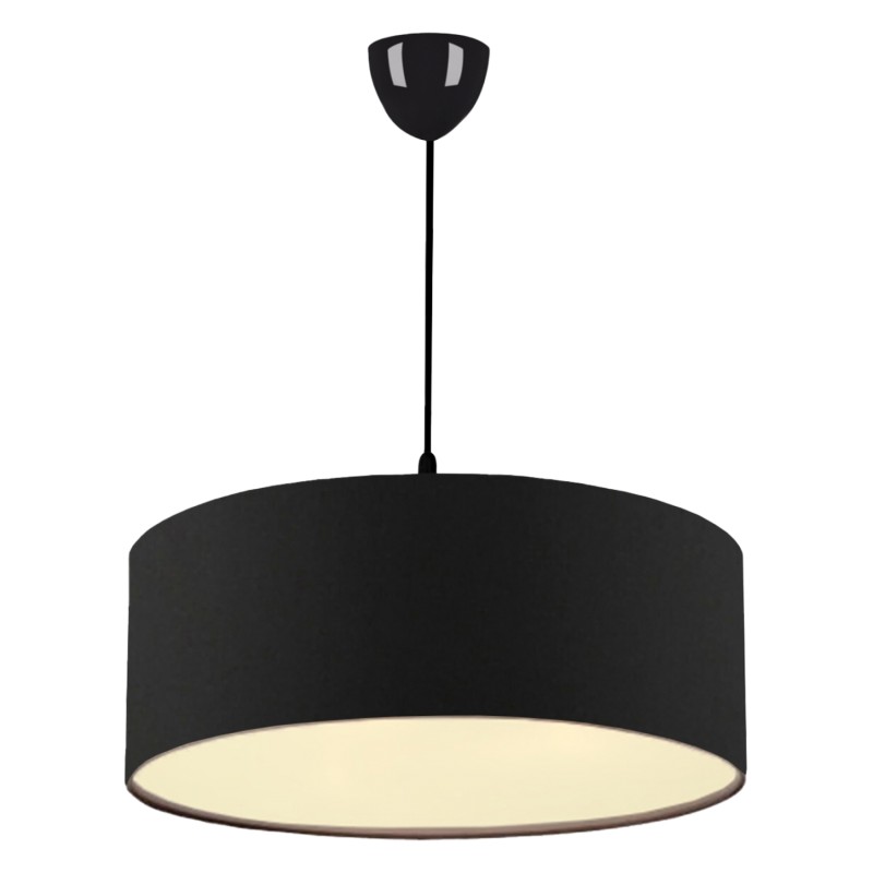 PENDANT CEILING LAMP FK7620.03 BLACK TEXTILE DRUM SHADE PENDANT CEILING LAMP FK7620.03 BLACK TEXTILE DRUM SHADE