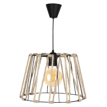 PENDANT CEILING LAMP FK7617.01 BLACK METAL-RODS BODY WITH ROPE DESIGN CAP