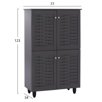 SHOE CABINET KABIRA FK2210.10 4-DOOR MELAMINE IN DARK GREY COLOR 77x34x123Hcm. SHOE CABINET KABIRA FK2210.10 4-DOOR MELAMINE IN DARK GREY COLOR 77x34x123Hcm.