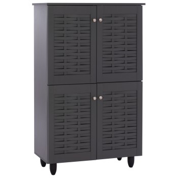 SHOE CABINET KABIRA FK2210.10 4-DOOR MELAMINE IN DARK GREY COLOR 77x34x123Hcm.
