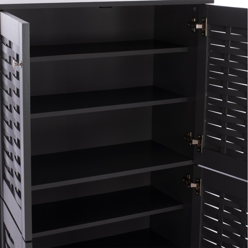 SHOE CABINET KABIRA FK2210.10 4-DOOR MELAMINE IN DARK GREY COLOR 77x34x123Hcm. SHOE CABINET KABIRA FK2210.10 4-DOOR MELAMINE IN DARK GREY COLOR 77x34x123Hcm.