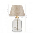 TABLE LAMP FK7583.03 GOLDEN CAP, TRANSPARENT BASE, GOLDEN PILLAR TABLE LAMP FK7583.03 GOLDEN CAP, TRANSPARENT BASE, GOLDEN PILLAR