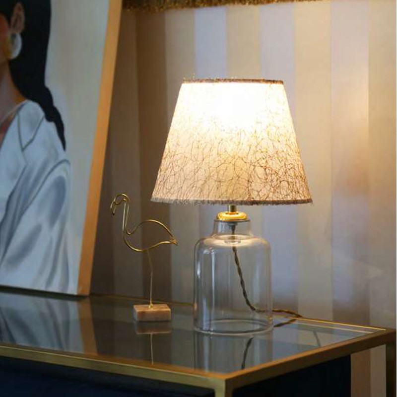 TABLE LAMP FK7583.03 GOLDEN CAP, TRANSPARENT BASE, GOLDEN PILLAR TABLE LAMP FK7583.03 GOLDEN CAP, TRANSPARENT BASE, GOLDEN PILLAR