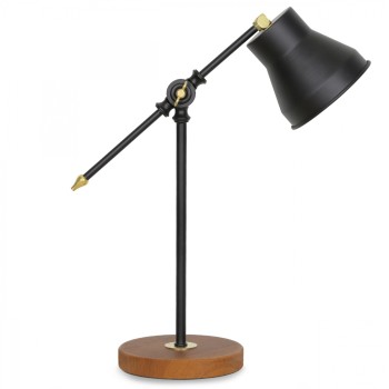 TABLE LAMP FK7584.01 LIGHT BROWN BASE, BLACK PILLAR AND ARM, BLACK CAP