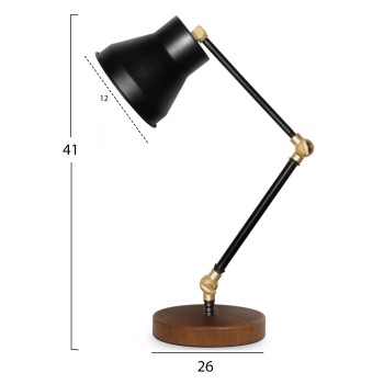 TABLE LAMP FK7585.01 LIGHT BROWN BASE, BLACK ARMS, BLACK CAP