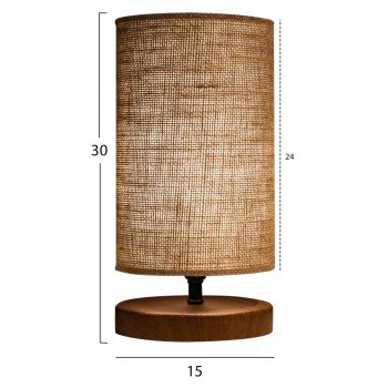 TABLE LAMP FK7596.01 BROWN BASE, SAND COLORED WICKER CAP TABLE LAMP FK7596.01 BROWN BASE, SAND COLORED WICKER CAP