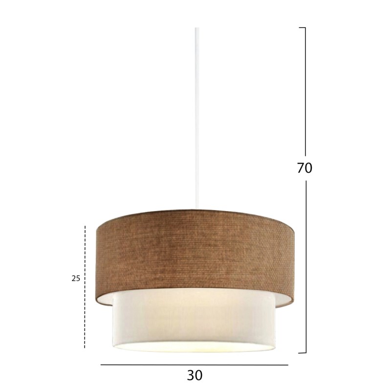 PENDANT CEILING LAMP FK7619.01 TWO-LAYER FABRIC DRUM, PLASTIC FRAME