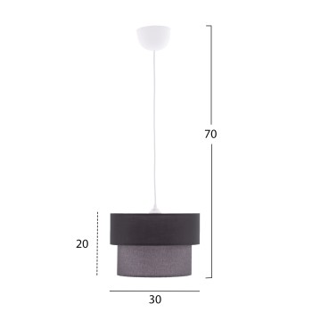 PENDANT CEILING LAMP FK7619.02 TWO-LAYER FABRIC DRUM, PLASTIC FRAME