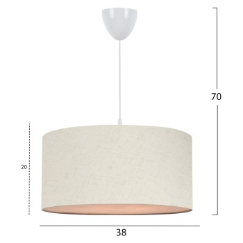 PENDANT CEILING LAMP FK7620.04 ECRU TEXTILE DRUM SHADE