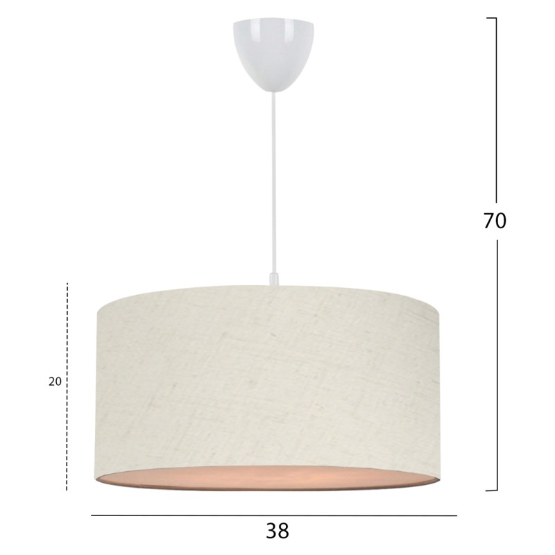 PENDANT CEILING LAMP FK7620.04 ECRU TEXTILE DRUM SHADE PENDANT CEILING LAMP FK7620.04 ECRU TEXTILE DRUM SHADE