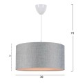 PENDANT CEILING LAMP FK7620.04 GREY TEXTILE DRUM SHADE PENDANT CEILING LAMP FK7620.04 GREY TEXTILE DRUM SHADE