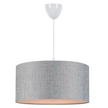 PENDANT CEILING LAMP FK7620.04 GREY TEXTILE DRUM SHADE