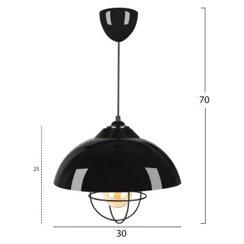 PENDANT CEILING LAMP FK7621.01 BLACK CAP, BLACK BULB GRID