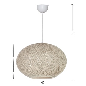 PENDANT CEILING LAMP FK7624.02 BEIGE OVAL-SHAPED SPHERE, KNITTED ROPE, INDOORS PENDANT CEILING LAMP FK7624.02 BEIGE OVAL-SHAPED SPHERE, KNITTED ROPE, INDOORS