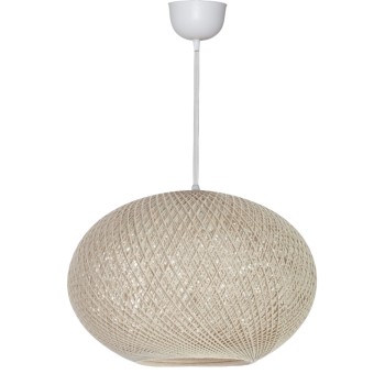 PENDANT CEILING LAMP FK7624.02 BEIGE OVAL-SHAPED SPHERE, KNITTED ROPE, INDOORS