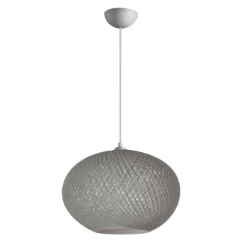 PENDANT CEILING LAMP FK7624.01 GREY OVAL-SHAPED SPHERE, KNITTED ROPE, INDOORS