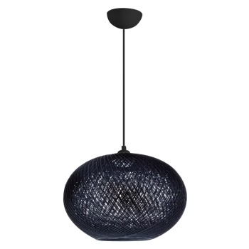 PENDANT CEILING LAMP FK7624.03 BLACK OVAL-SHAPED SPHERE, KNITTED ROPE, INDOORS