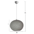 PENDANT CEILING LAMP FK7625.01 GREY SLIGHTLY OVAL-SHAPED SPHERE, KNITTED ROPE, INDOORS PENDANT CEILING LAMP FK7625.01 GREY SLIGHTLY OVAL-SHAPED SPHERE, KNITTED ROPE, INDOORS
