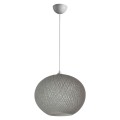 PENDANT CEILING LAMP FK7625.01 GREY SLIGHTLY OVAL-SHAPED SPHERE, KNITTED ROPE, INDOORS PENDANT CEILING LAMP FK7625.01 GREY SLIGHTLY OVAL-SHAPED SPHERE, KNITTED ROPE, INDOORS