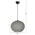 PENDANT CEILING LAMP FK7626.01 GREY SPHERE, KNITTED ROPE, INDOORS