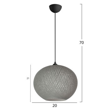PENDANT CEILING LAMP FK7626.01 GREY SPHERE, KNITTED ROPE, INDOORS