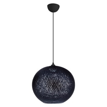PENDANT CEILING LAMP FK7626.03 BLACK SPHERE, KNITTED ROPE, INDOORS