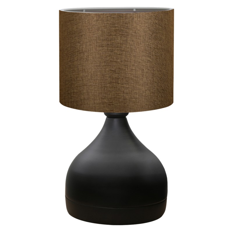 TABLE LAMP FK7593.02 BLACK METAL BODY, BROWN DRUM SHADE FABRIC Φ18,5x45Ηcm. TABLE LAMP FK7593.02 BLACK METAL BODY, BROWN DRUM SHADE FABRIC Φ18,5x45Ηcm.