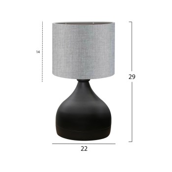 TABLE LAMP FK7593.03 BLACK METAL BODY GREY DRUM SHADE FABRIC Φ18,5x45Ηcm.