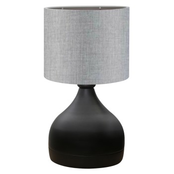 TABLE LAMP FK7593.03 BLACK METAL BODY GREY DRUM SHADE FABRIC Φ18,5x45Ηcm.