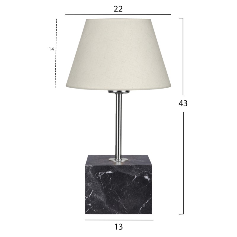 TABLE LAMP FK7594.01 CUBE BASE SILVER PILLAR ECRU CAP 13x13x43Hcm TABLE LAMP FK7594.01 CUBE BASE SILVER PILLAR ECRU CAP 13x13x43Hcm