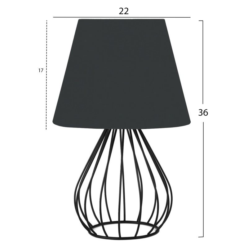 TABLE LAMP FK7604.01 BLACK METAL BODY, BLACK CAP FABRIC TABLE LAMP FK7604.01 BLACK METAL BODY, BLACK CAP FABRIC