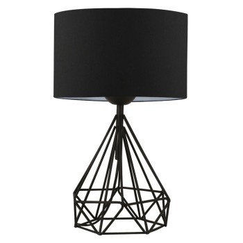 TABLE LAMP FK7605.01 BLACK METAL BODY, BLACK DRUM SHADE FABRIC