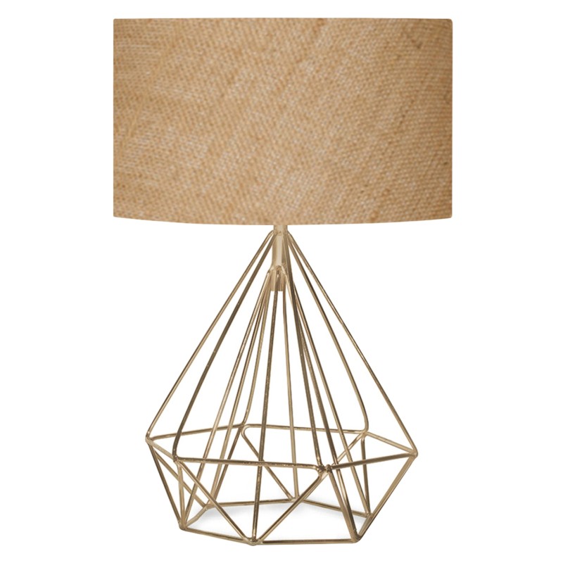 TABLE LAMP FK7606.01 GOLD METAL BODY, SANDY BEIGE DRUM SHADE FABRIC TABLE LAMP FK7606.01 GOLD METAL BODY, SANDY BEIGE DRUM SHADE FABRIC