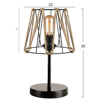 DECORATIVE TABLE LAMP FK7618.01 BLACK BASE, BLACK MESH CAP WITH ROPE DECORATIVE TABLE LAMP FK7618.01 BLACK BASE, BLACK MESH CAP WITH ROPE