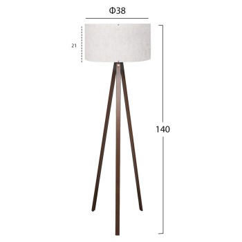 FLOOR STANDING LAMP FK7578.02 WALNUT COLOR TRIPOD, OFF-WHITE CAP FLOOR STANDING LAMP FK7578.02 WALNUT COLOR TRIPOD, OFF-WHITE CAP