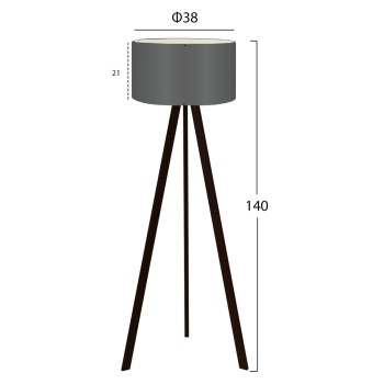 FLOOR STANDING LAMP FK7578.04 BLACK COLOR TRIPOD, DARK-GREY CAP FLOOR STANDING LAMP FK7578.04 BLACK COLOR TRIPOD, DARK-GREY CAP