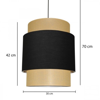 PENDANT CEILING LAMP FK7627.02 TWO-LAYER FABRIC DRUM, METAL FRAME