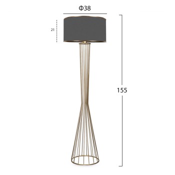 FLOOR STANDING LAMP FK7580.01 GOLDEN BEAM PILLAR, DARK GREY CAP FLOOR STANDING LAMP FK7580.01 GOLDEN BEAM PILLAR, DARK GREY CAP