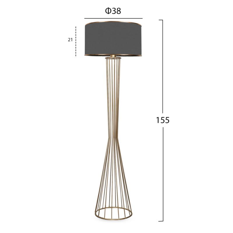 FLOOR STANDING LAMP FK7580.01 GOLDEN BEAM PILLAR, DARK GREY CAP FLOOR STANDING LAMP FK7580.01 GOLDEN BEAM PILLAR, DARK GREY CAP