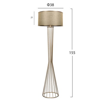 FLOOR STANDING LAMP FK7580.02 GOLDEN PILLAR, GOLDEN BROWN CAP FLOOR STANDING LAMP FK7580.02 GOLDEN PILLAR, GOLDEN BROWN CAP