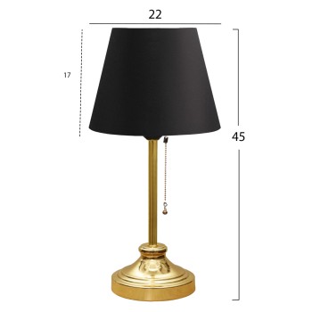 TABLE LAMP FK7592.03 GOLD BASE, GOLD PILLAR, BLACK CAP