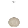 PENDANT CEILING LAMP FK7625.02 ECRU SLIGHTLY OVAL-SHAPED SPHERE, KNITTED ROPE, INDOORS