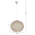 PENDANT CEILING LAMP FK7625.02 ECRU SLIGHTLY OVAL-SHAPED SPHERE, KNITTED ROPE, INDOORS