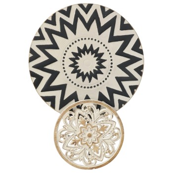 WALL DECOR FK7554 METAL 2-PLATE NOMAD STYLE- BLACK, BEIGE, OFF-WHITE