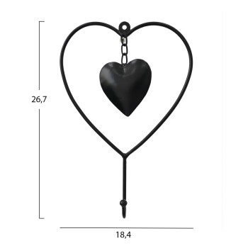 WALL DECOR FK7563 BLACK METAL HEART WITH HOOK 18.4x4.4x26.7 cm. WALL DECOR FK7563 BLACK METAL HEART WITH HOOK 18.4x4.4x26.7 cm.