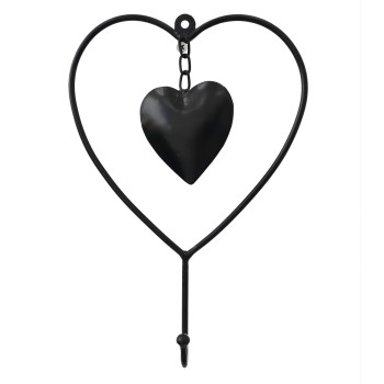 WALL DECOR FK7563 BLACK METAL HEART WITH HOOK 18.4x4.4x26.7 cm.