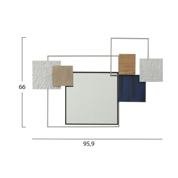 WALL DECOR FK7563 METAL MIRROR WITH SQUARE SHAPES OF VARIOUS COLORS AROUND IT- WHITE, OFF WHITE, BEIGE, BLUE, GREY WALL DECOR FK7563 METAL MIRROR WITH SQUARE SHAPES OF VARIOUS COLORS AROUND IT- WHITE, OFF WHITE, BEIGE, BLUE, GREY
